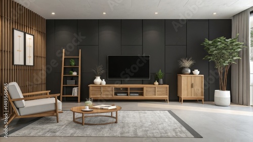 Modern Living Room with Woo...