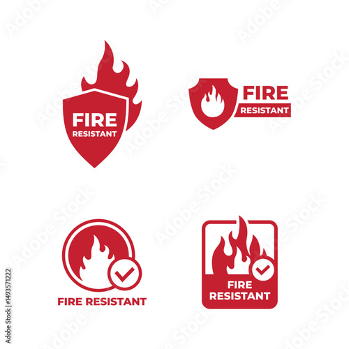 Set of Fireproof icon. Fire resistant icon sign vector illustration.