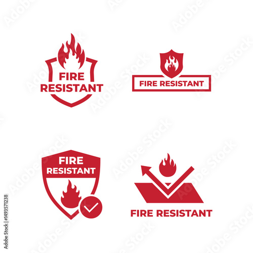 Set of Fireproof icon. Fire resistant icon sign vector illustration.