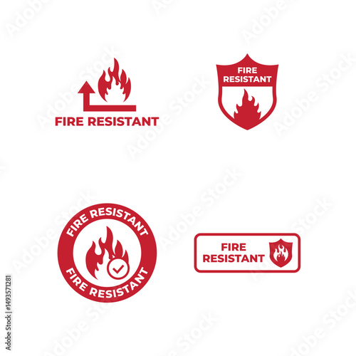 Set of Fireproof icon. Fire resistant icon sign vector illustration.