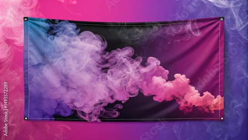 Pink and Blue Smoke Banner ...