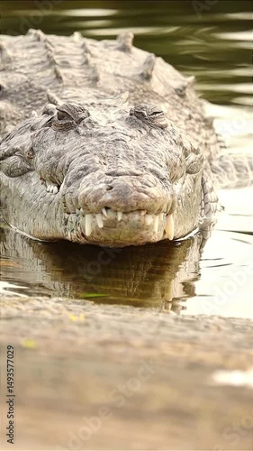 close up portrait of crocodile moving its mouth