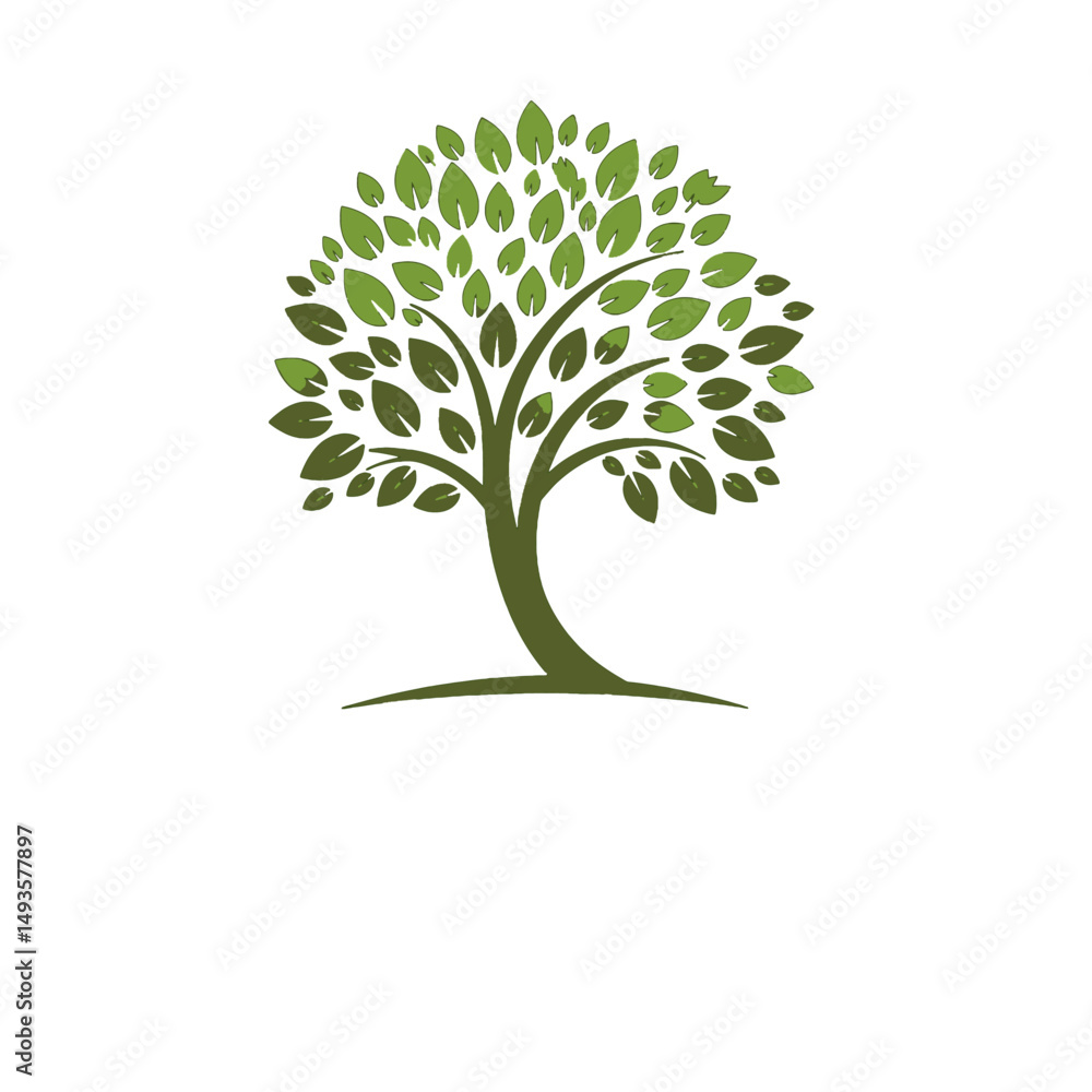 Obraz premium Simple and elegant green tree illustration.