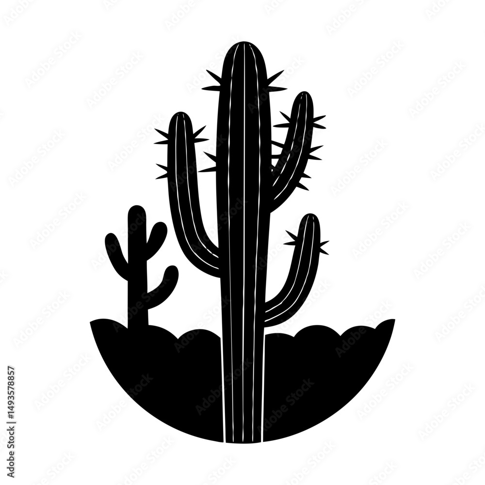 Obraz premium Cactus Silhouette vector illustration