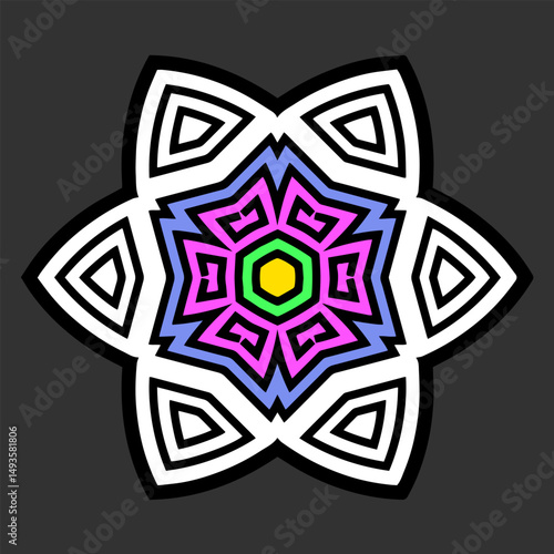 Black and white minimalist template, mandala stencil suitable for laser cutting metal, wood carving, coloring, stained glass. Isolated. Patterns and ornaments of the East, Asia, India, Mexico, Aztec