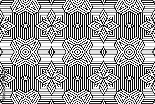 Geometric ethnic art black white pattern. Template, stencil suitable for laser cutting metal, wood carving, coloring, stained glass. Ornaments of the East, Asia, India, Mexico, Aztec, Peru.