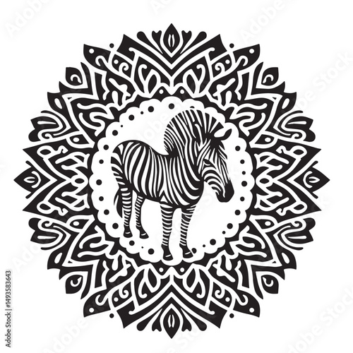 Black Color Zebra Silhouette Vector Illustration, Solid White Background. minimal vector design