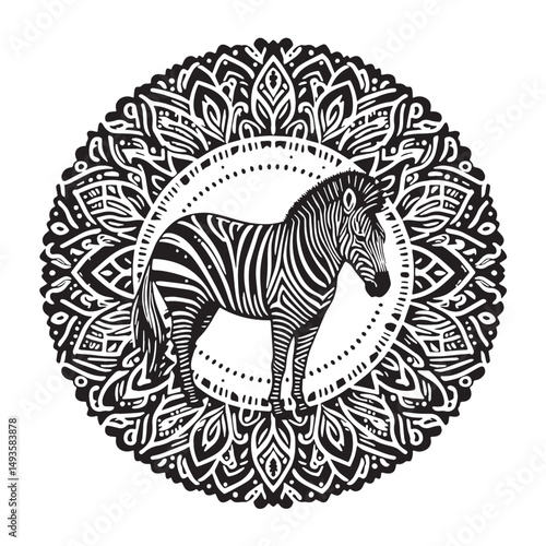 Black Color Zebra Silhouette Vector Illustration, Solid White Background. minimal vector design