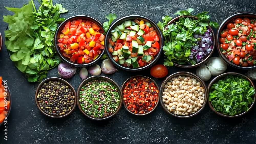 Assorted ingredients bowls Assorted ingredients bowls