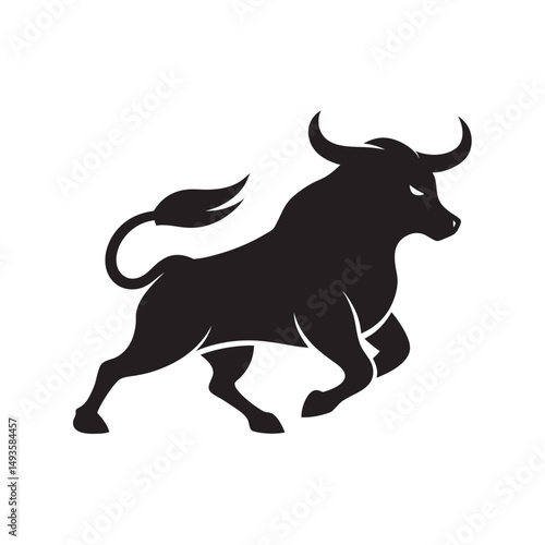 Bull Charging Fiercely Toward Target Silhouette