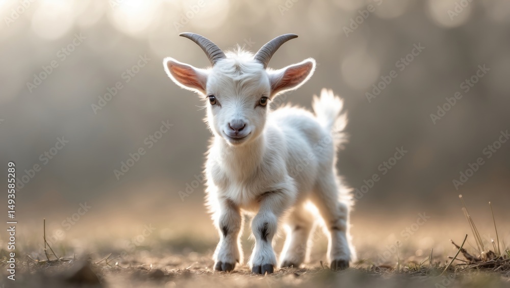 Obraz premium Charming white goat kid