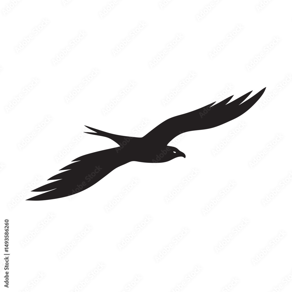 Obraz premium Hawk Diving Swiftly To Catch Prey Silhouette