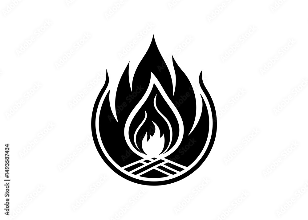 Black and White Silhouette of a Flame, Minimalist Fiery Symbol, Simple Vector Illustration of Burning Fire, Abstract Icon of Hot Blazing Fire, Graphic Design Element of Stylized Fire, Clean and Modern Black and White Silhouette of a Flame, Minimalist Fiery Symbol, Simple Vector Illustration of Burning Fire, Abstract Icon of Hot Blazing Fire, Graphic Design Element of Stylized Fire, Clean and Modern