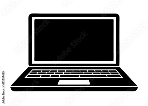 Modern Laptop Illustration with Sleek Electronic Device Design, Technology and Office Equipment Concept Featuring High-Resolution Display and Contemporary Style