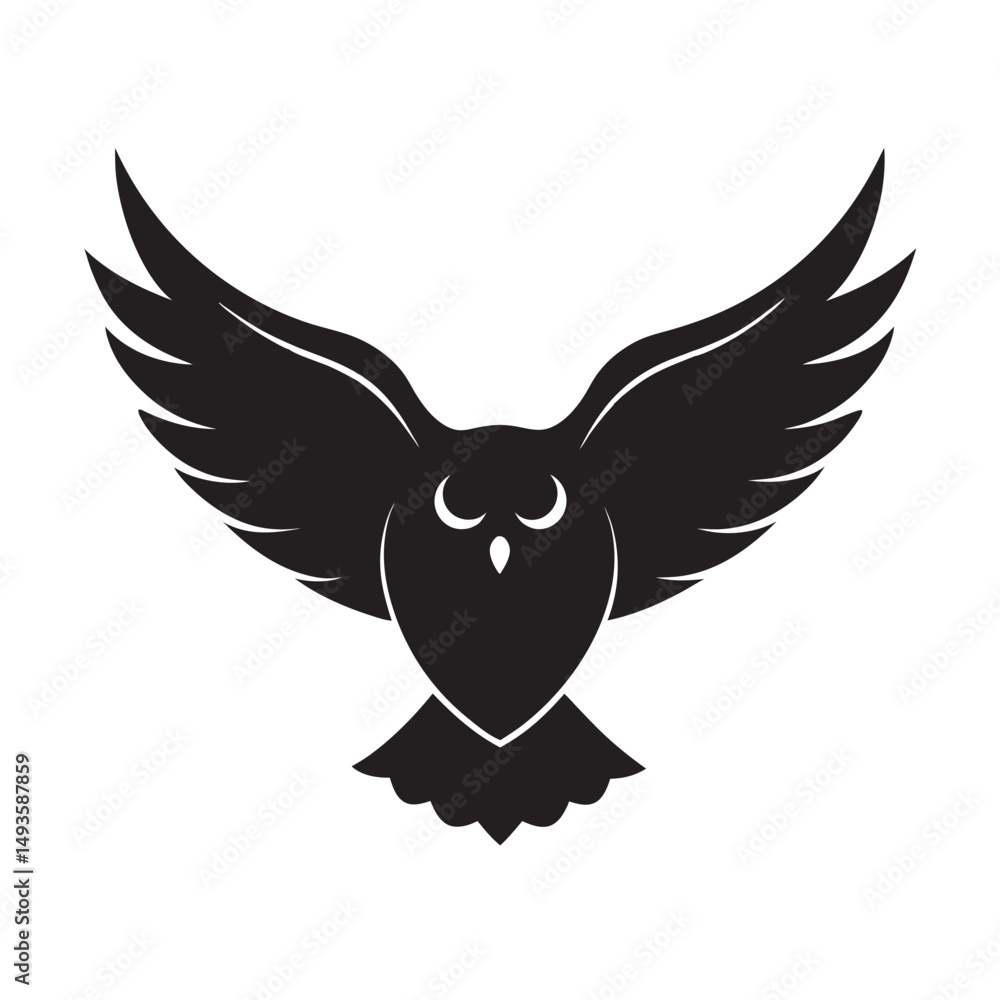 Obraz premium Owl Flying Through Night Sky Silhouette