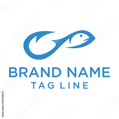 Abstract blue logo featuring a stylized fish with a distinctive tail. Modern and simple design suitable for seafood, fishing, or marine-related businesses seeking a clean mark.