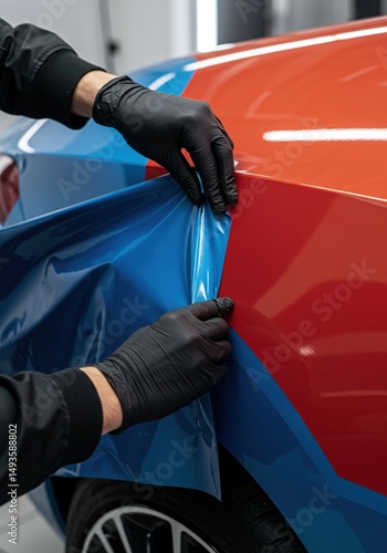 Expert Application of Vinyl Car Wrap: Detailing Vehicle Customization and Protective Film Installation
