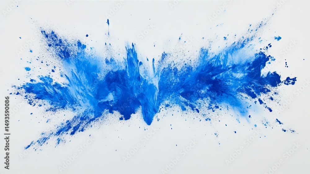 Obraz premium Blue powder bursts out on a white background. 