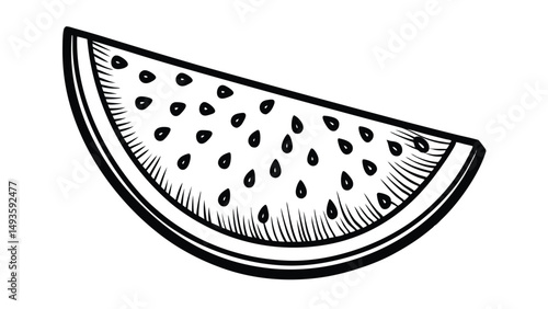 Silhouette of a slice of watermelon with visible seeds