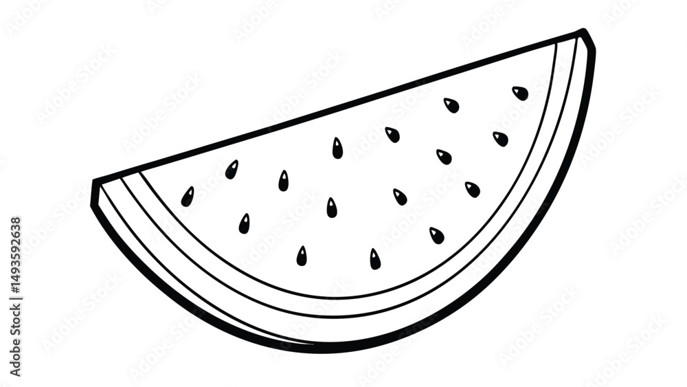 Silhouette of a slice of watermelon with visible seeds Silhouette of a slice of watermelon with visible seeds