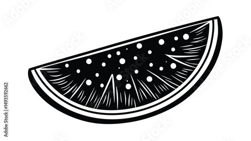 Silhouette of a slice of watermelon with visible seeds