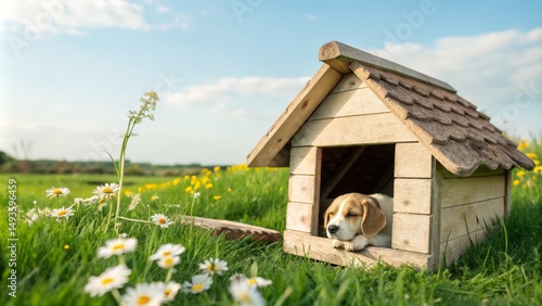 Beagle Puppy Relaxing in Wo...
