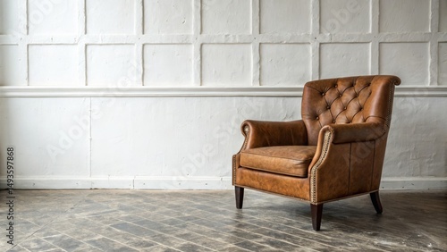 Brown Leather Armchair in a...
