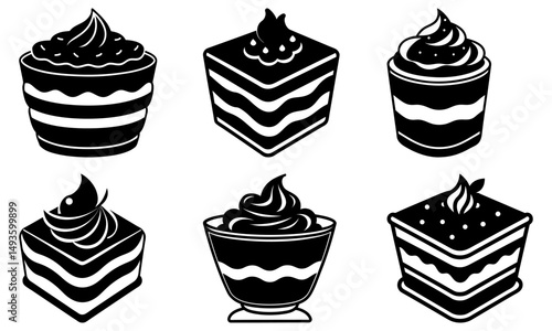 Tiramisu silhouette vector