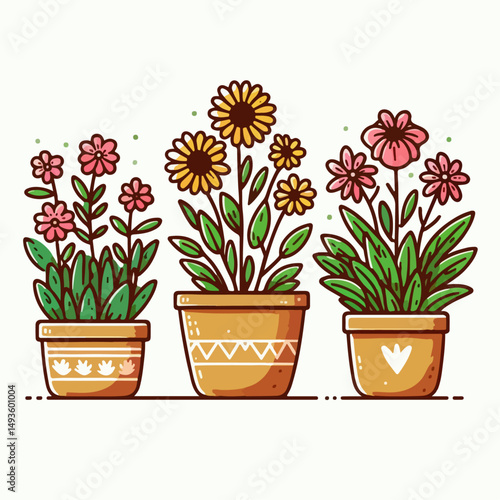 Wallpaper Mural flowers in pots Torontodigital.ca