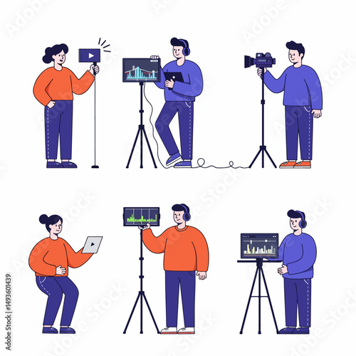 Media crew recording video sound production scene