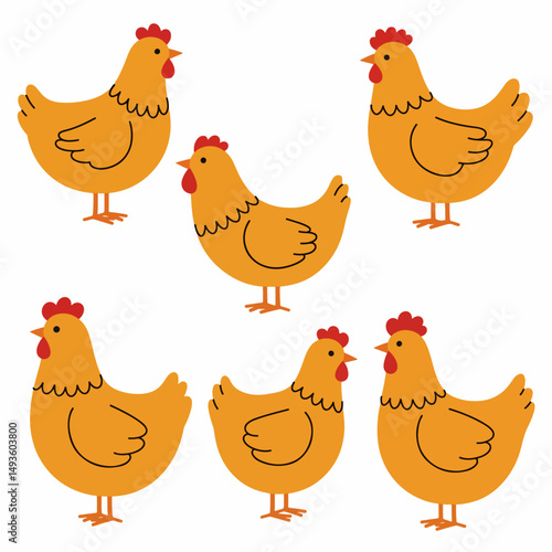 Simple chickens farm animals fowl bird domestic