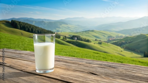 Fresh Milk in Glass on Wood...