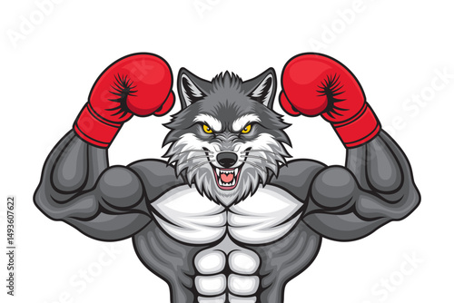 wolf boxing vector illustration design