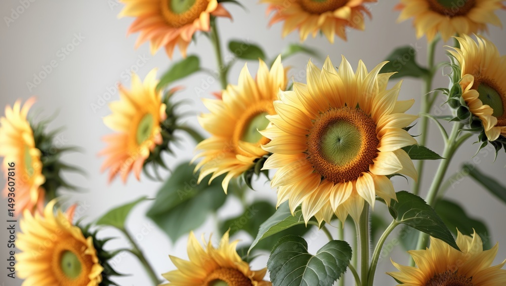 Obraz premium Bright composition of sunflowers. Quality image with selective focus