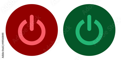 On off power button. Switch on switch off icon. Press start button sign , Power on off button with sign red green color, logo concept of power button sign on white background. eps10. 11:11