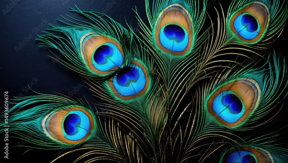 Obraz premium Feathers in blue against a black backdrop