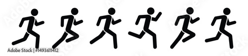 man runs frame motion, stick figure people	
