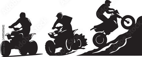 Silhouette ATV Riders on Various Terrains