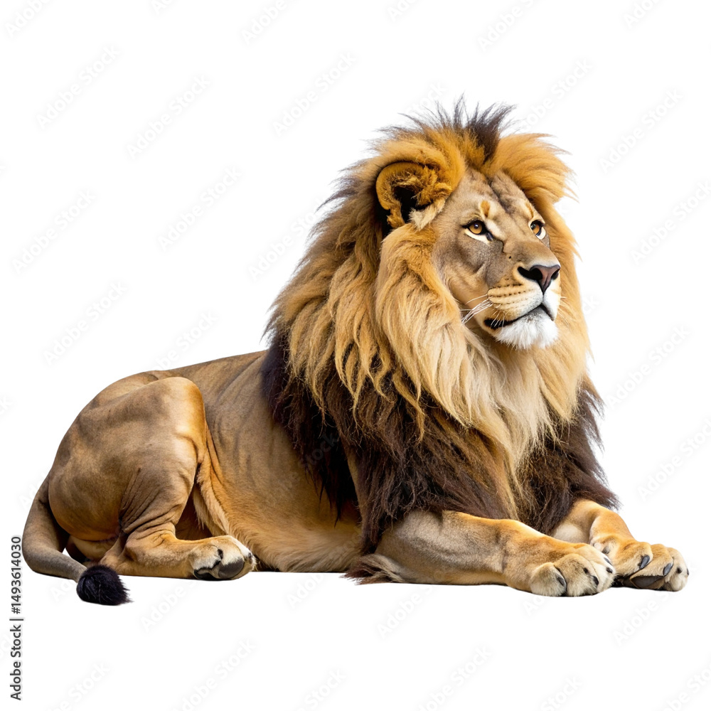 Obraz premium Untitled design - “Sitting African Lion with Majestic Mane, PNG Isolated”And transparent the background.
