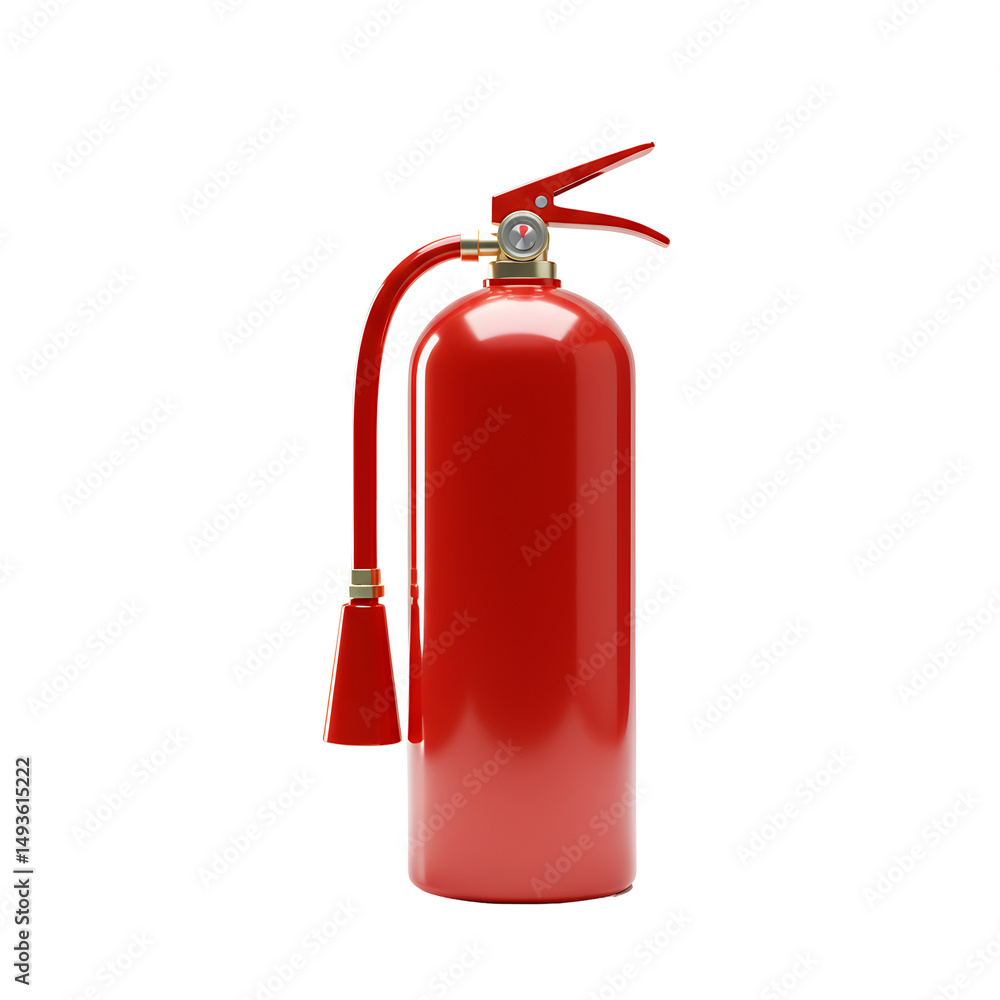 Obraz premium Red Metal Fire Extinguisher on Transparent Background