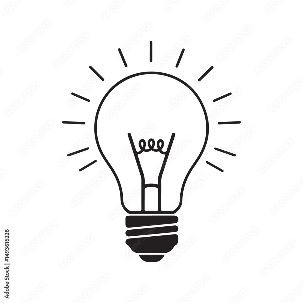 Idea and Artificial Intelligence – Light Bulb Line Illustration Idea and Artificial Intelligence – Light Bulb Line Illustration