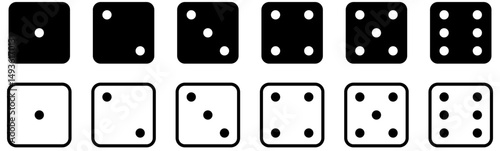 Icon Set of dice with six cube faces.Vector illustration.