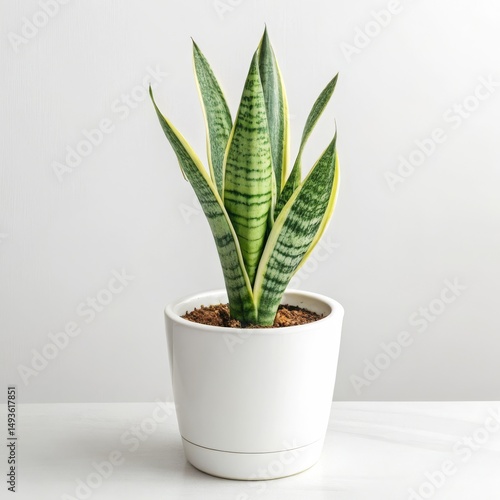 Snake Plant in White Pot Mi...