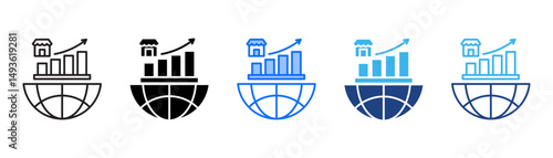 Emerging Markets Icon Set With Multiple Style Collection 