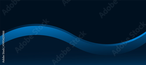 Blue wave pattern on dark background. Modern and dimensional gradient curve shape. Luxury abstract pattern. Suitable for use as a cover or business card background. Art & Illustration