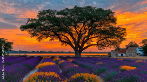 Sunset over lavender fields...