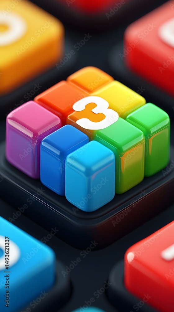 Colorful 3D Number Puzzle Game Blocks Colorful 3D Number Puzzle Game Blocks