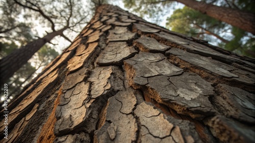 Upward View of Textured Tre...