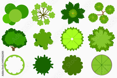 Top View Tree Icons: Landscape Design Elements