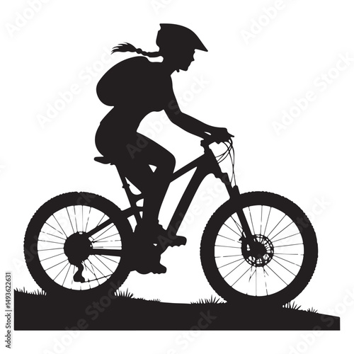 Mountain Biking Silhouette Rider Extreme Sports Adventure Illustration